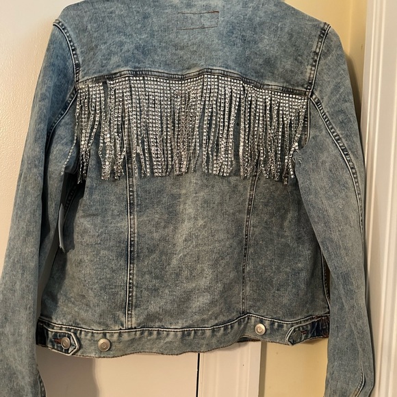 Very Cute time& tru Jean Jacket with Fringe on back - Picture 2 of 3